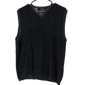 J. Ferrar Mens Vintage Vest in a Black Fade Out Stretchy Fabric; Preppy Style M